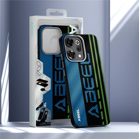 ABEEL For Oppo Reno14 5G (Global) Magnetic Case Micro-Embossing 6D Printed PC TPU Aluminum Alloy Leather Phone Cover