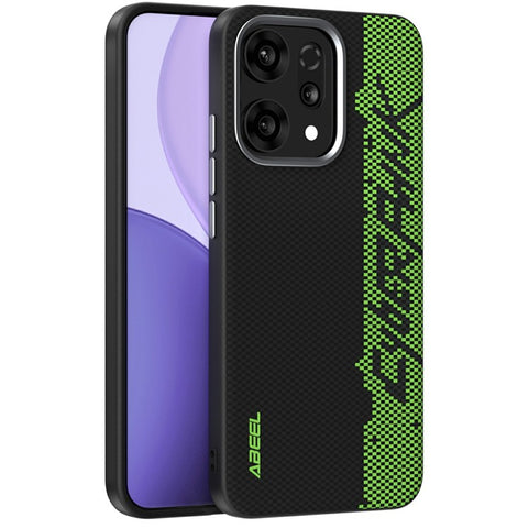 ABEEL For Oppo Reno14 5G (Global) Magnetic Case Micro-Embossing 6D Printed PC TPU Aluminum Alloy Leather Phone Cover