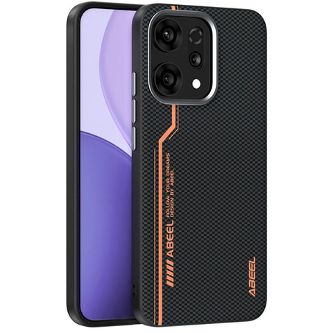 ABEEL For Oppo Reno14 5G (Global) Magnetic Case Micro-Embossing 6D Printed PC TPU Aluminum Alloy Leather Phone Cover