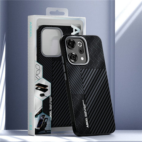 ABEEL For Oppo Reno14 5G (Global) Magnetic Case PC + TPU + Aluminum Alloy + PU Leather Slim Phone Back Cover