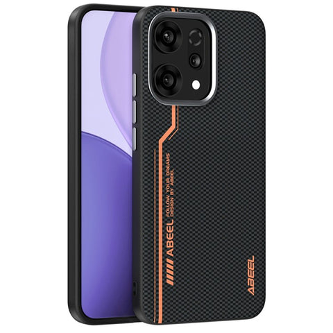 ABEEL For Oppo Reno14 Pro 5G (Global) Magnetic Case Micro-Embossing 6D Printed PC TPU Aluminum Alloy Leather Phone Cover
