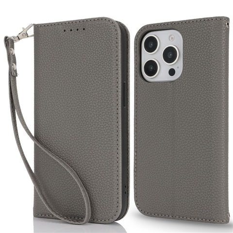 Stand Case for iPhone 13 Pro Max / 12 Pro Max Litchi Texture Leather Flip Phone Cover with Strap  /  Wallet