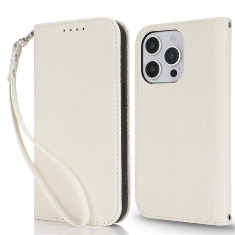 Stand Case for iPhone 13 Pro Max / 12 Pro Max Litchi Texture Leather Flip Phone Cover with Strap  /  Wallet