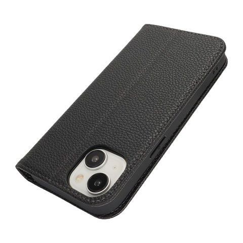Stand Case for iPhone 15 Plus / 14 Plus Litchi Texture Leather Flip Phone Cover with Strap  /  Wallet