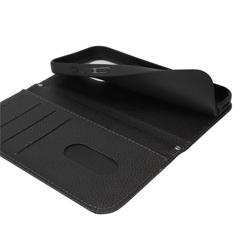 Stand Case for iPhone 15 Plus / 14 Plus Litchi Texture Leather Flip Phone Cover with Strap  /  Wallet