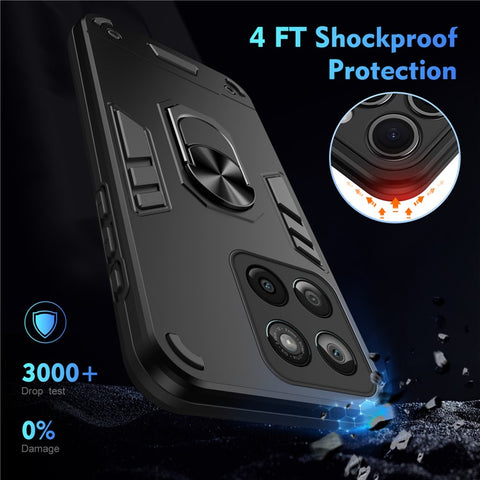 For Motorola Edge 60 Fusion 5G Case PC + TPU Drop Defend Phone Cover with Ring Kickstand