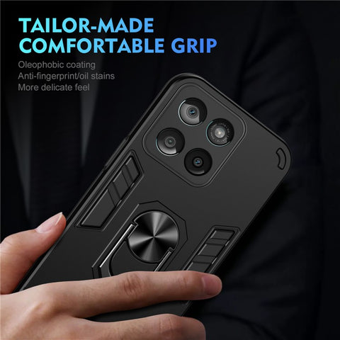For Motorola Edge 60 Fusion 5G Case PC + TPU Drop Defend Phone Cover with Ring Kickstand