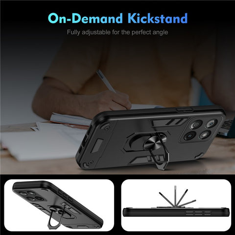 For Motorola Edge 60 Fusion 5G Case PC + TPU Drop Defend Phone Cover with Ring Kickstand