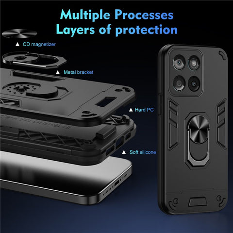 For Motorola Edge 60 Fusion 5G Case PC + TPU Drop Defend Phone Cover with Ring Kickstand