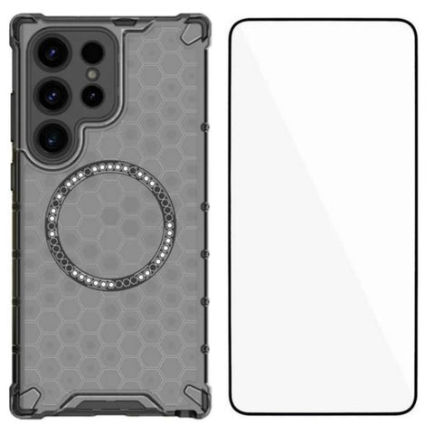 For Samsung Galaxy S23 Ultra Magnetic Case WANLONFENG FC Series TPU + PC Phone Cover with Tempered Glass