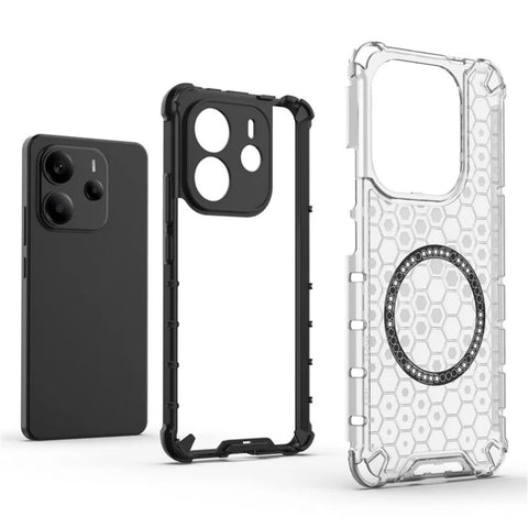 WANLONFENG For Xiaomi Redmi Note 14 4G (163.25mm) Magnetic Case  FC Series TPU + PC Phone Cover with Tempered Glass