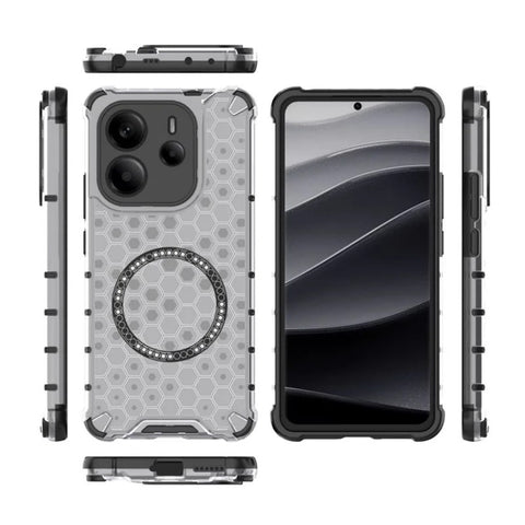 WANLONFENG For Xiaomi Redmi Note 14 4G (163.25mm) Magnetic Case  FC Series TPU + PC Phone Cover with Tempered Glass
