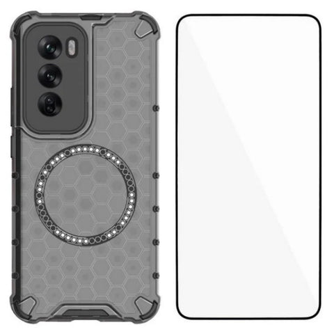 WANLONFENG For Oppo Reno12 5G (Global) Magnetic Case  FC Series TPU + PC Phone Cover with Tempered Glass
