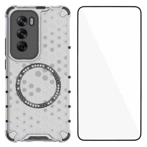 WANLONFENG For Oppo Reno12 Pro 5G (Global) Magnetic Case  FC Series TPU + PC Phone Cover with Tempered Glass