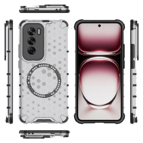 WANLONFENG For Oppo Reno12 Pro 5G (Global) Magnetic Case  FC Series TPU + PC Phone Cover with Tempered Glass
