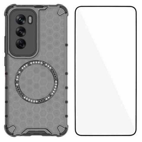 WANLONFENG For Oppo Reno12 Pro 5G (Global) Magnetic Case  FC Series TPU + PC Phone Cover with Tempered Glass