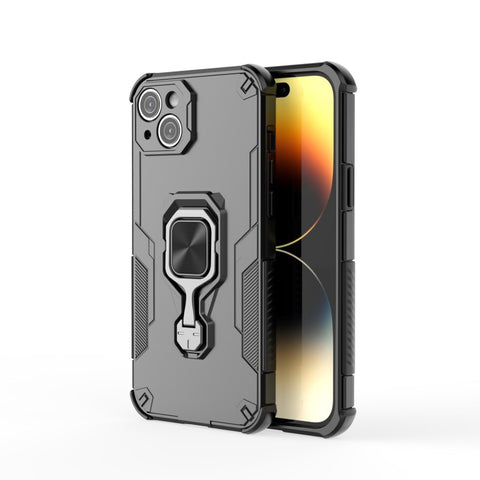 WANLONFENG For iPhone 14 Plus Phone Case  PC TPU Back Cover Kickstand with Tempered Glass