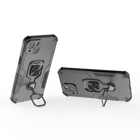 WANLONFENG For iPhone 14 Plus Phone Case  PC TPU Back Cover Kickstand with Tempered Glass