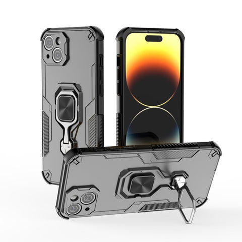 WANLONFENG For iPhone 14 Plus Phone Case  PC TPU Back Cover Kickstand with Tempered Glass