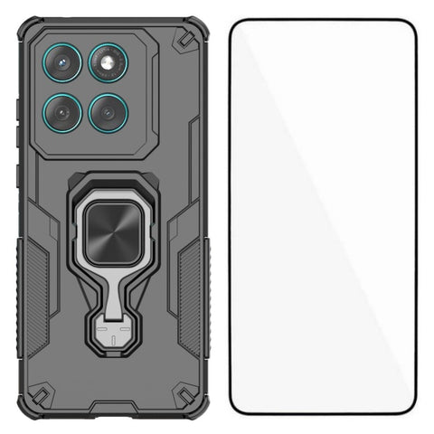 WANLONFENG For Motorola Edge 60 Fusion 5G Phone Case  PC TPU Back Cover Kickstand with Tempered Glass