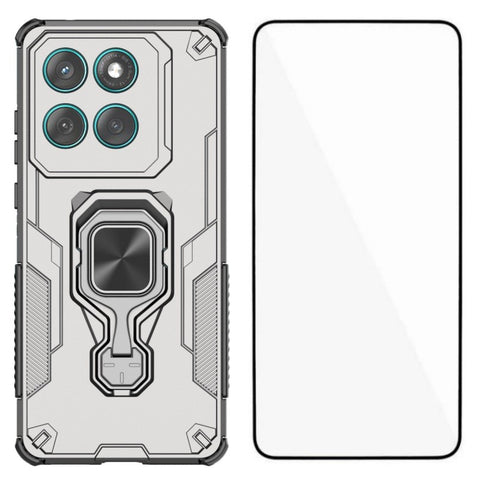 WANLONFENG For Motorola Edge 60 Fusion 5G Phone Case  PC TPU Back Cover Kickstand with Tempered Glass