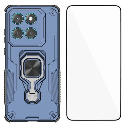 WANLONFENG For Motorola Edge 60 Fusion 5G Phone Case  PC TPU Back Cover Kickstand with Tempered Glass