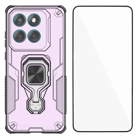 WANLONFENG For Motorola Edge 60 Fusion 5G Phone Case  PC TPU Back Cover Kickstand with Tempered Glass