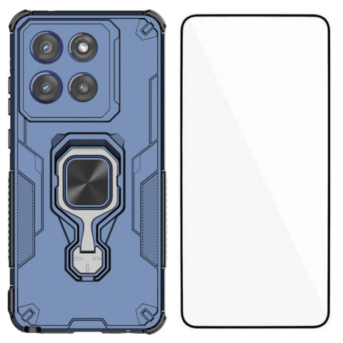 WANLONFENG For Motorola Edge 60 Stylus 5G Phone Case  PC TPU Back Cover Kickstand with Tempered Glass