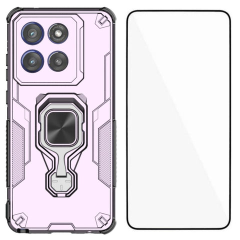 WANLONFENG For Motorola Edge 60 Stylus 5G Phone Case  PC TPU Back Cover Kickstand with Tempered Glass