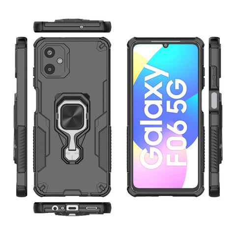 WANLONFENG For Samsung Galaxy F06 5G Phone Case  PC TPU Back Cover Kickstand with Tempered Glass