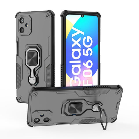 WANLONFENG For Samsung Galaxy F06 5G Phone Case  PC TPU Back Cover Kickstand with Tempered Glass