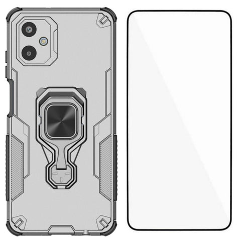 WANLONFENG For Samsung Galaxy F06 5G Phone Case  PC TPU Back Cover Kickstand with Tempered Glass