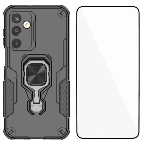 WANLONFENG For Samsung Galaxy M16 5G Phone Case  PC TPU Back Cover Kickstand with Tempered Glass
