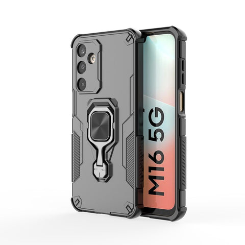WANLONFENG For Samsung Galaxy M16 5G Phone Case  PC TPU Back Cover Kickstand with Tempered Glass