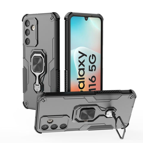 WANLONFENG For Samsung Galaxy M16 5G Phone Case  PC TPU Back Cover Kickstand with Tempered Glass