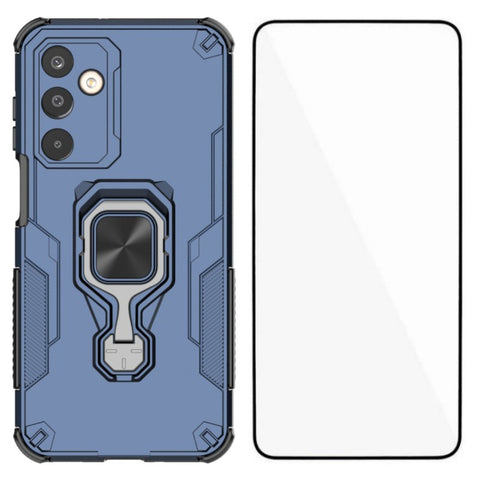 WANLONFENG For Samsung Galaxy M16 5G Phone Case  PC TPU Back Cover Kickstand with Tempered Glass