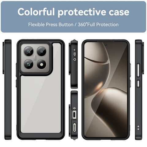 WANLONFENG For Xiaomi 14T Pro Phone Case  XC Series TPU Acrylic Cover with Tempered Glass (Big Lens Hole)