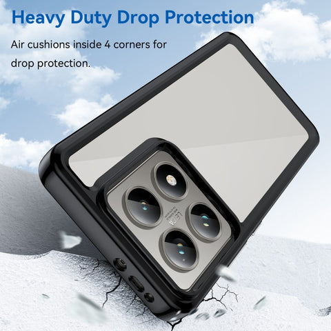 WANLONFENG For Xiaomi 14T Pro Phone Case  XC Series TPU Acrylic Cover with Tempered Glass (Big Lens Hole)