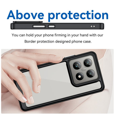 WANLONFENG For Xiaomi 14T Pro Phone Case  XC Series TPU Acrylic Cover with Tempered Glass (Big Lens Hole)
