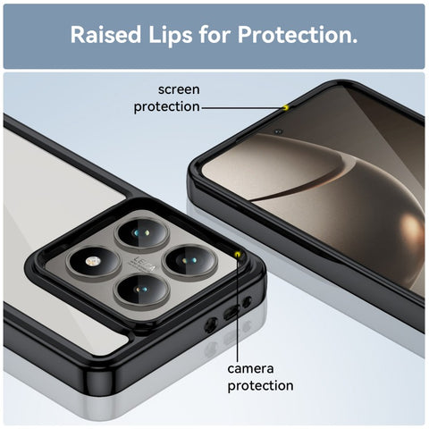 WANLONFENG For Xiaomi 14T Pro Phone Case  XC Series TPU Acrylic Cover with Tempered Glass (Big Lens Hole)