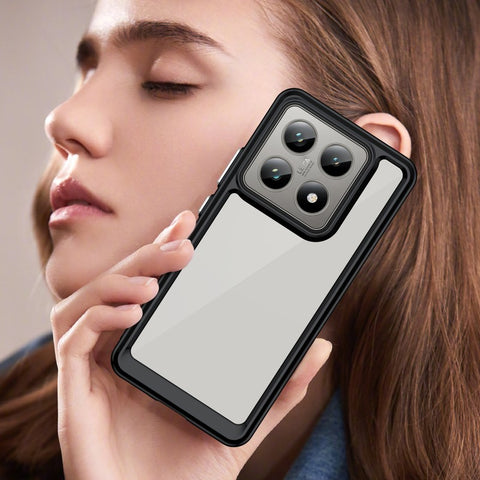 WANLONFENG For Xiaomi 14T Pro Phone Case  XC Series TPU Acrylic Cover with Tempered Glass (Big Lens Hole)