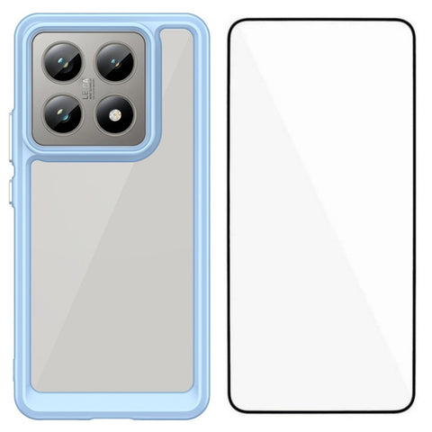 WANLONFENG For Xiaomi 14T Pro Phone Case  XC Series TPU Acrylic Cover with Tempered Glass (Big Lens Hole)