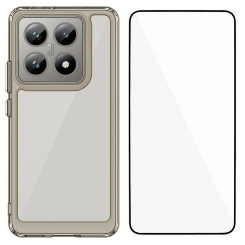 WANLONFENG For Xiaomi 14T Pro Phone Case  XC Series TPU Acrylic Cover with Tempered Glass (Big Lens Hole)