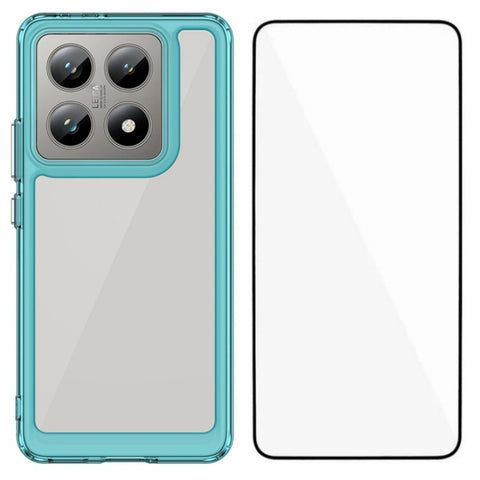 WANLONFENG For Xiaomi 14T Pro Phone Case  XC Series TPU Acrylic Cover with Tempered Glass (Big Lens Hole)