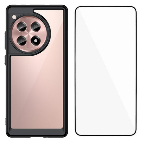WANLONFENG For OnePlus 12R 5G Phone Case  XC Series TPU Acrylic Cover with Tempered Glass (Big Lens Hole)