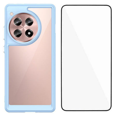 WANLONFENG For OnePlus 12R 5G Phone Case  XC Series TPU Acrylic Cover with Tempered Glass (Big Lens Hole)