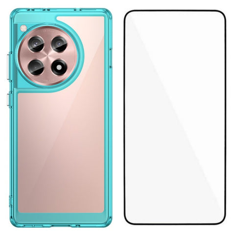 WANLONFENG For OnePlus 12R 5G Phone Case  XC Series TPU Acrylic Cover with Tempered Glass (Big Lens Hole)