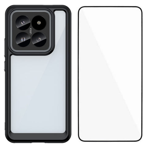 For Xiaomi 14 Pro Phone Case WANLONFENG XC Series TPU Acrylic Cover with Tempered Glass (Big Lens Hole)