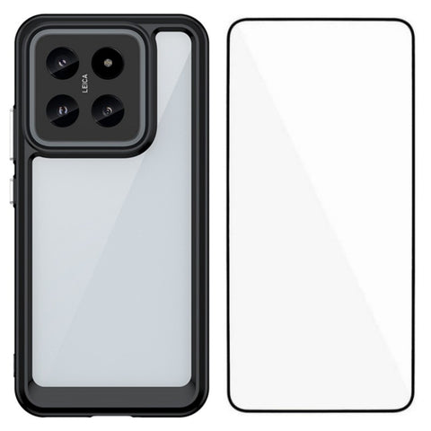 WANLONFENG For Xiaomi 14 Phone Case  XC Series TPU Acrylic Cover with Tempered Glass (Big Lens Hole)