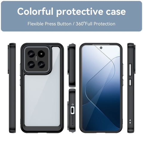 WANLONFENG For Xiaomi 14 Phone Case  XC Series TPU Acrylic Cover with Tempered Glass (Big Lens Hole)